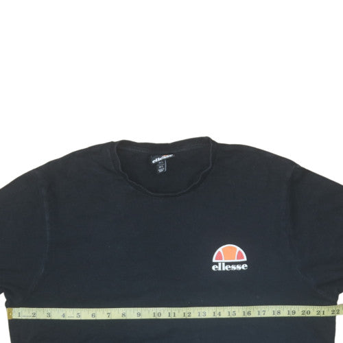 Ellesse Men's Black Crew Neck Short Sleeve Classic Cotton T-Shirt Size L