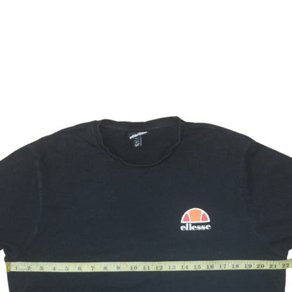 Ellesse Men's Black Crew Neck Short Sleeve Classic Cotton T-Shirt Size L