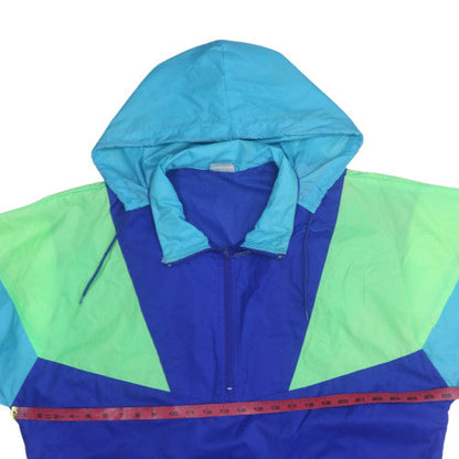 Nike Men's Blue L Windbreaker Jacket 90s Retro Hooded Nylon Shell