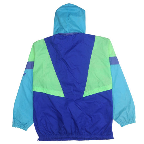 Nike Men's Blue L Windbreaker Jacket 90s Retro Hooded Nylon Shell
