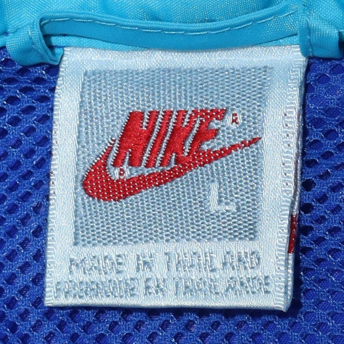 Nike Men's Blue L Windbreaker Jacket 90s Retro Hooded Nylon Shell