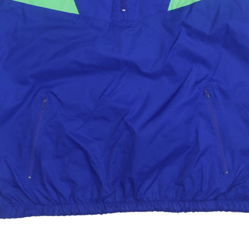 Nike Men's Blue L Windbreaker Jacket 90s Retro Hooded Nylon Shell