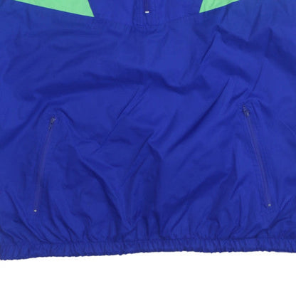 Nike Men's Blue L Windbreaker Jacket 90s Retro Hooded Nylon Shell