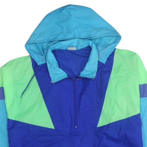 Nike Men's Blue L Windbreaker Jacket 90s Retro Hooded Nylon Shell