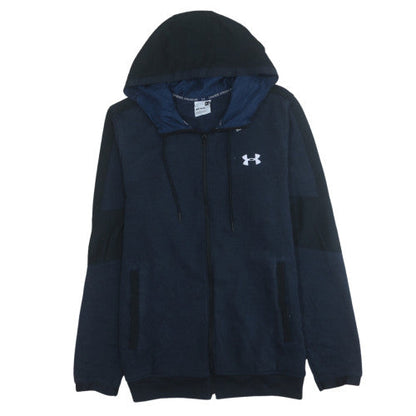 Mens UK Size M Under Armour Blue Full Zip Hoodie