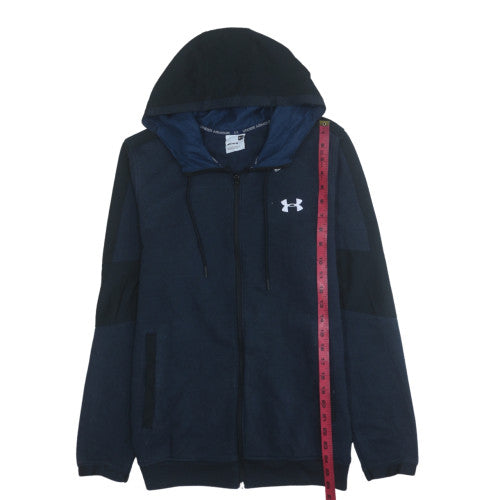 Mens UK Size M Under Armour Blue Full Zip Hoodie
