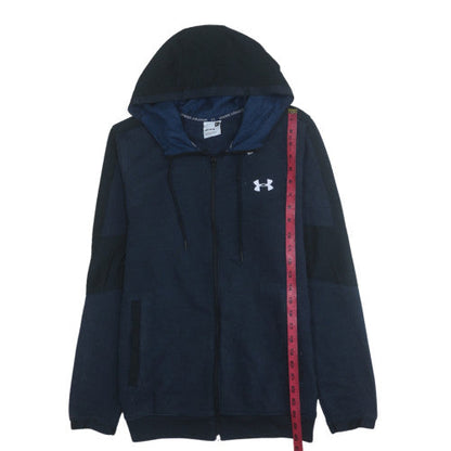 Mens UK Size M Under Armour Blue Full Zip Hoodie