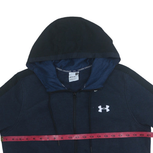 Mens UK Size M Under Armour Blue Full Zip Hoodie