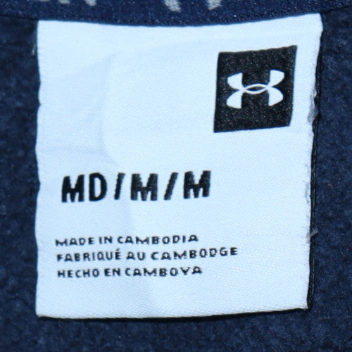 Mens UK Size M Under Armour Blue Full Zip Hoodie