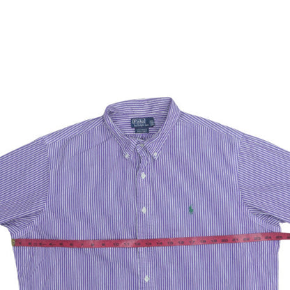Ralph Lauren Men's Purple Striped Button-Down Long Sleeve Cotton Shirt L