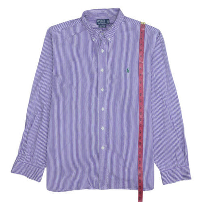 Ralph Lauren Men's Purple Striped Button-Down Long Sleeve Cotton Shirt L