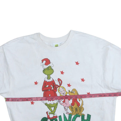 Womens UK Size 12-14 The Grinch White Pullover Sweatshirt