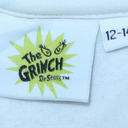 Womens UK Size 12-14 The Grinch White Pullover Sweatshirt