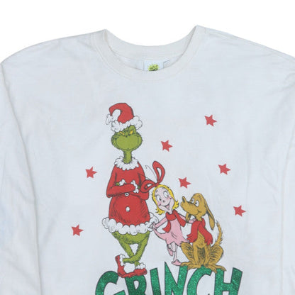 Womens UK Size 12-14 The Grinch White Pullover Sweatshirt
