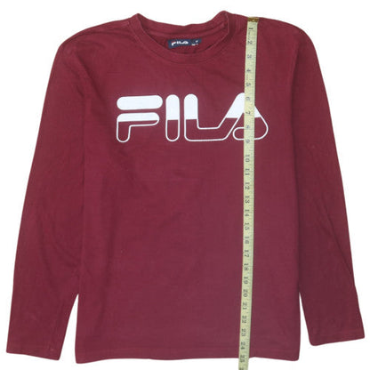 Fila Men's Red Long Sleeve Cotton Graphic Top M