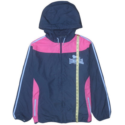 Lonsdale Women Blue Pink Hooded Windbreaker Jacket Size 18