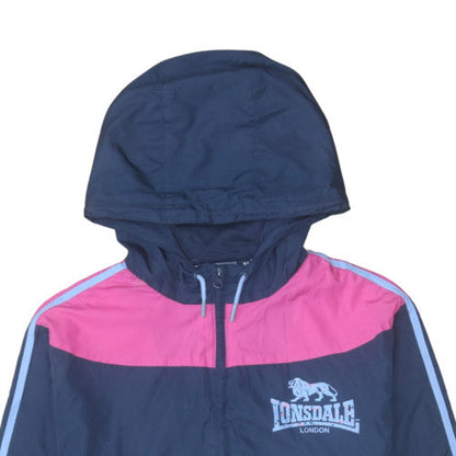 Lonsdale Women Blue Pink Hooded Windbreaker Jacket Size 18