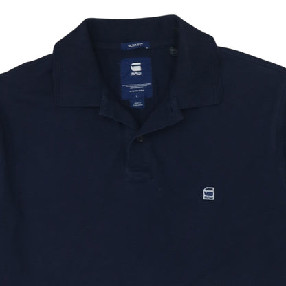 G-Star RAW Men's Navy Blue Slim Fit Cotton Polo Shirt Size L