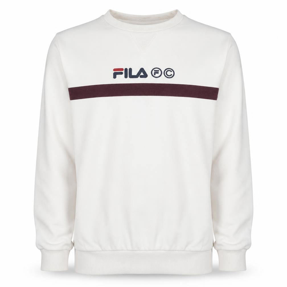 Fila Men’s White Pullover Sweatshirt Size S Logo Crew Neck Jumper