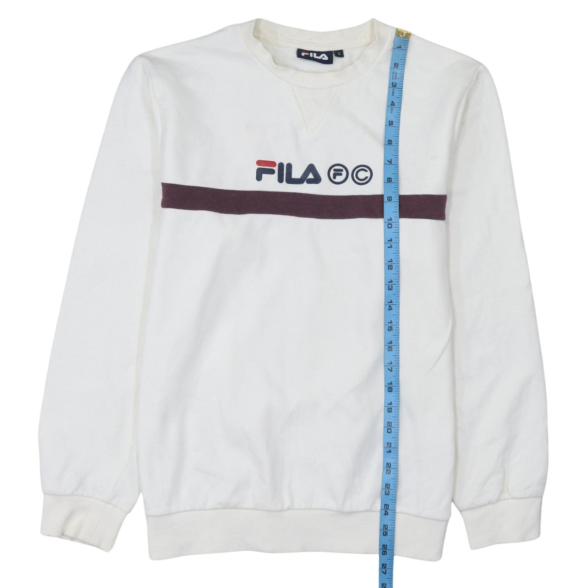 Fila Men’s White Pullover Sweatshirt Size S Logo Crew Neck Jumper