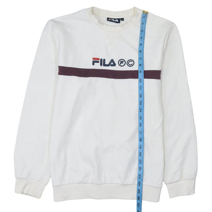 Fila Men’s White Pullover Sweatshirt Size S Logo Crew Neck Jumper