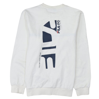 Fila Men’s White Pullover Sweatshirt Size S Logo Crew Neck Jumper