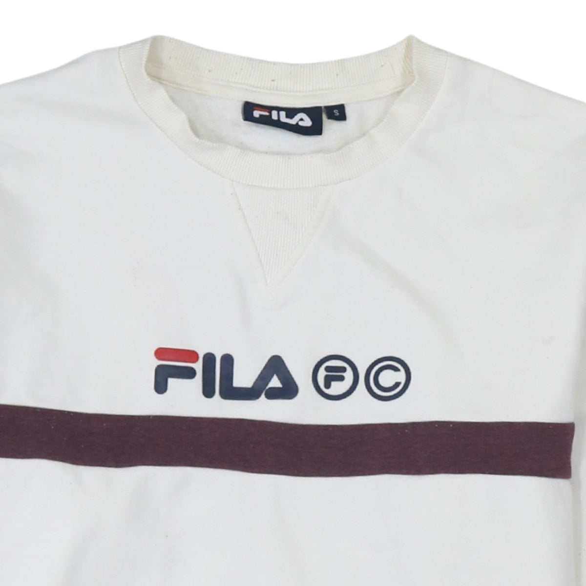 Fila Men’s White Pullover Sweatshirt Size S Logo Crew Neck Jumper