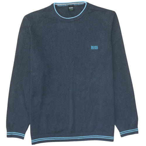 Hugo Boss Men's Blue Cotton Crew Neck Pullover Jumper 2XL