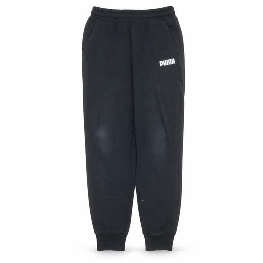 Front view of Puma men’s black jogger sweatpants, size M, fleece casual activewear