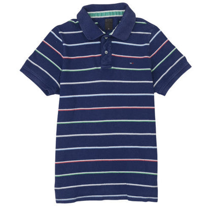 Tommy Hilfiger Men’s Blue Striped Cotton Polo Shirt Size M
