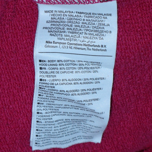 Womens UK Size M Nike Pink Full Zip Hoodie