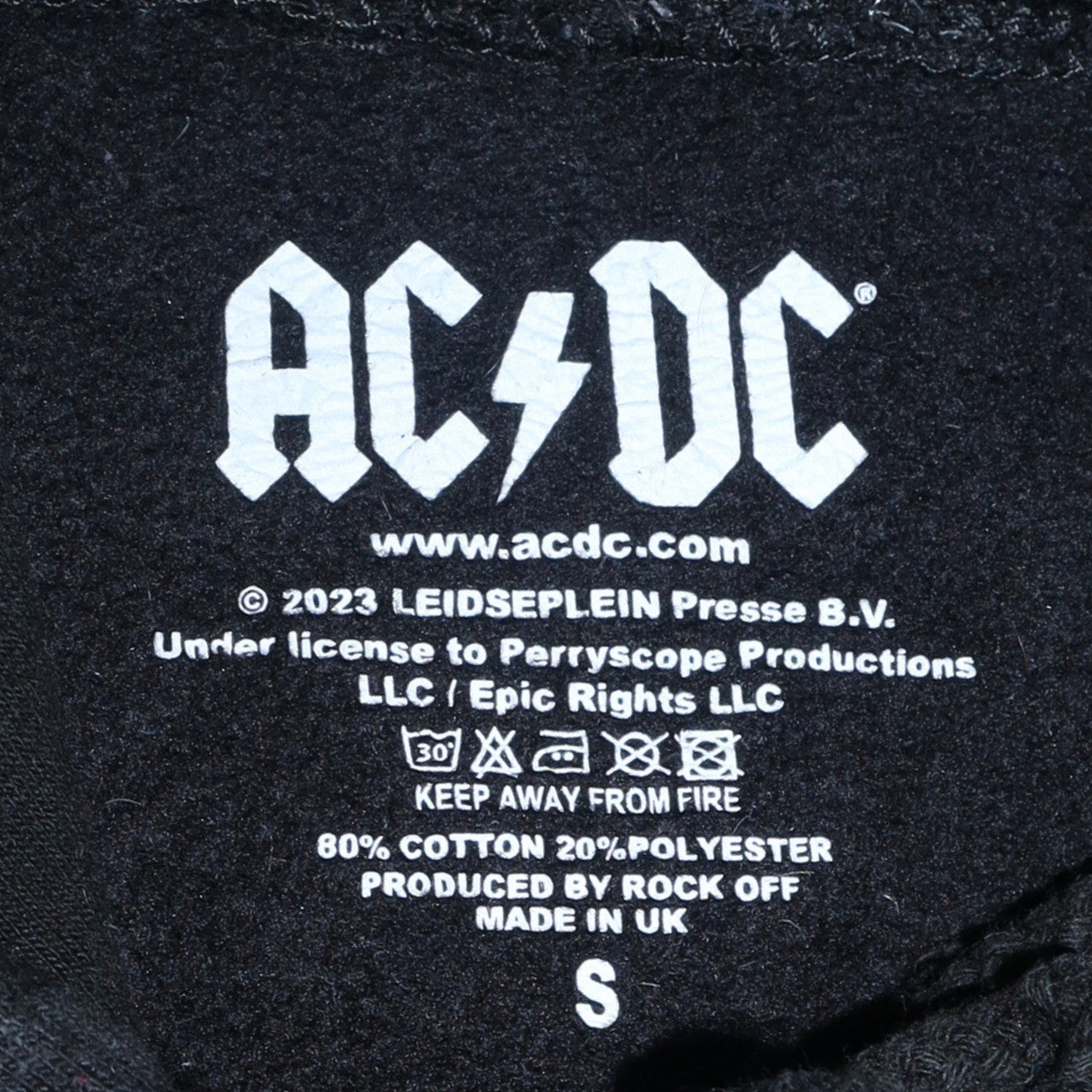Mens UK Size S AC/DC Black Pullover Hoodie