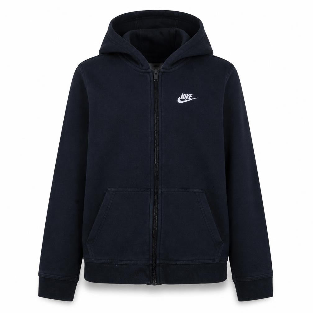 Front view of Nike Teens Black Full Zip Hoodie Sweatshirt XL 158-170cm