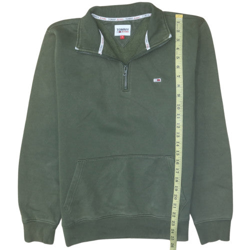 Mens UK Size S Tommy Jeans Green Henley Sweatshirt