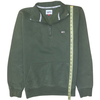 Mens UK Size S Tommy Jeans Green Henley Sweatshirt