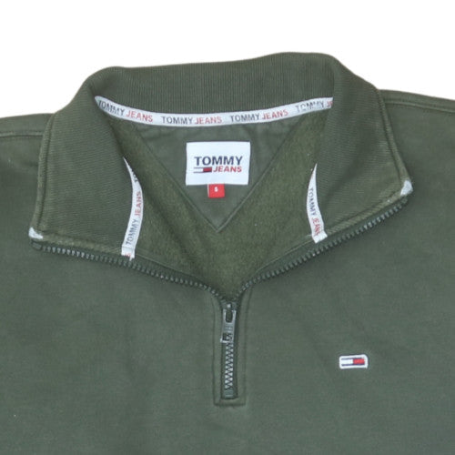 Mens UK Size S Tommy Jeans Green Henley Sweatshirt