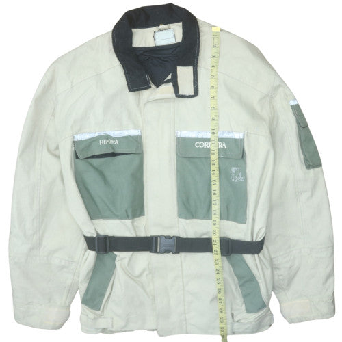 Mens Beige Green Cordura Hipora XL Motorcycle Jacket Belted Waterproof