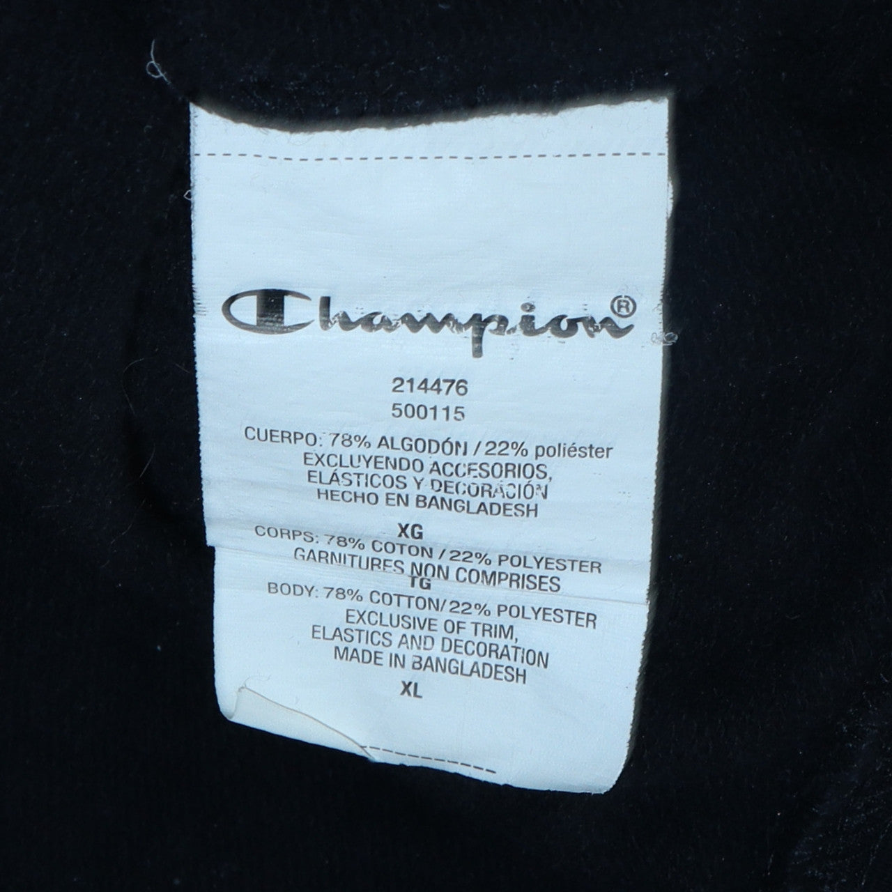 Mens UK Size XL Champion Black Pullover Hoodie