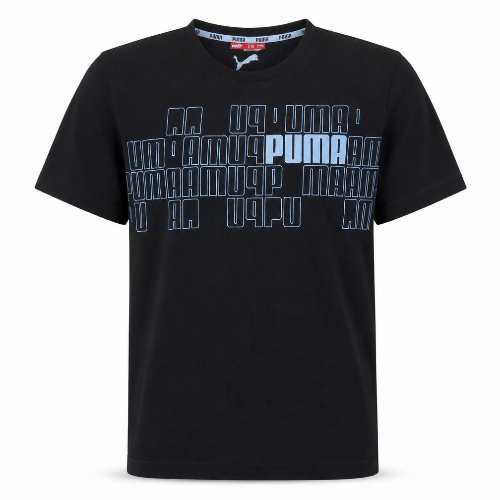 Puma Men's Black Large Graphic Print Sports T-Shirt