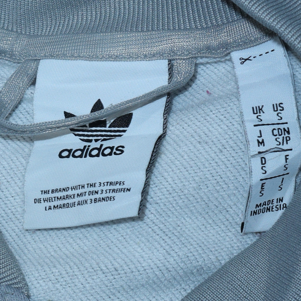 Mens UK Size S adidas Grey Full Zip Sweatshirt
