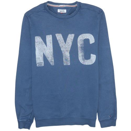 Mens UK Size M Hilfiger Denim Blue Pullover Sweatshirt