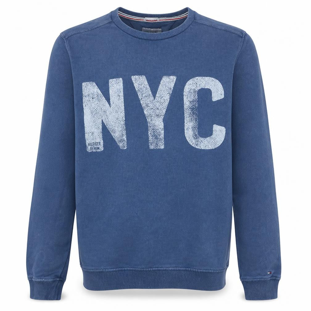 Mens UK Size M Hilfiger Denim Blue Pullover Sweatshirt