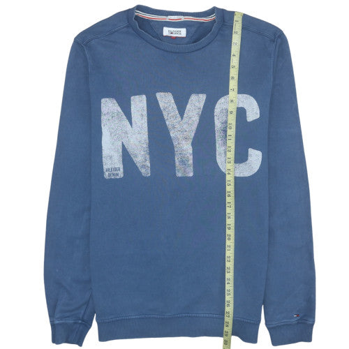 Mens UK Size M Hilfiger Denim Blue Pullover Sweatshirt