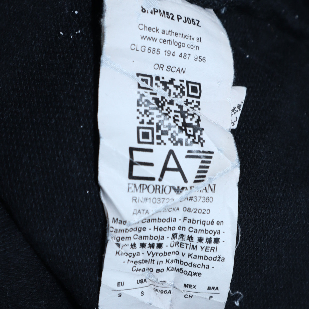 Mens UK Size M Emporio Armani Black Pullover Sweatshirt