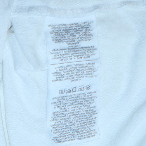 Nike Men's White Medium Crew Neck Cotton T-Shirt