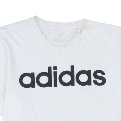 Adidas Men's White Small Logo Crew Neck Cotton T-Shirt