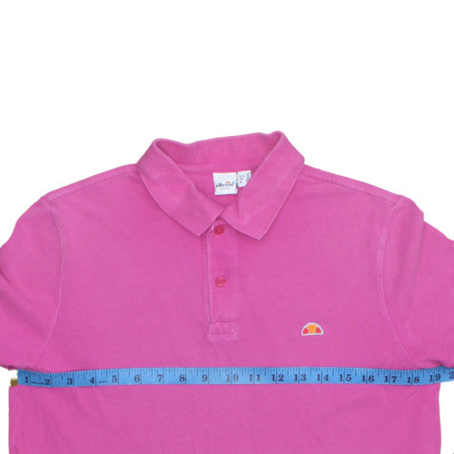 Ellesse Womens Pink Polo Shirt Short Sleeve Cotton UK M