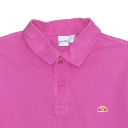 Ellesse Womens Pink Polo Shirt Short Sleeve Cotton UK M