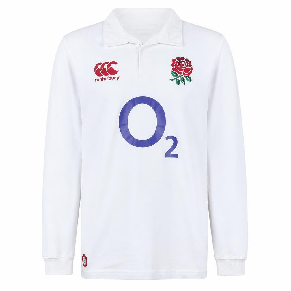 Front view of Canterbury England Rugby White Collared Sweatshirt Teens 12 Slim