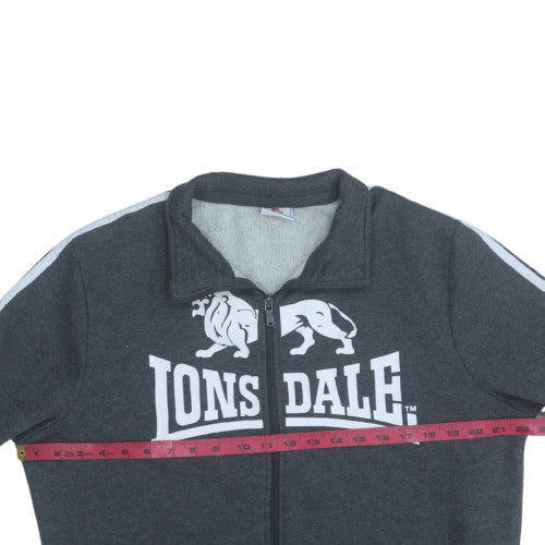 Mens UK Size M Lonsdale Grey Full Zip Sweatshirt